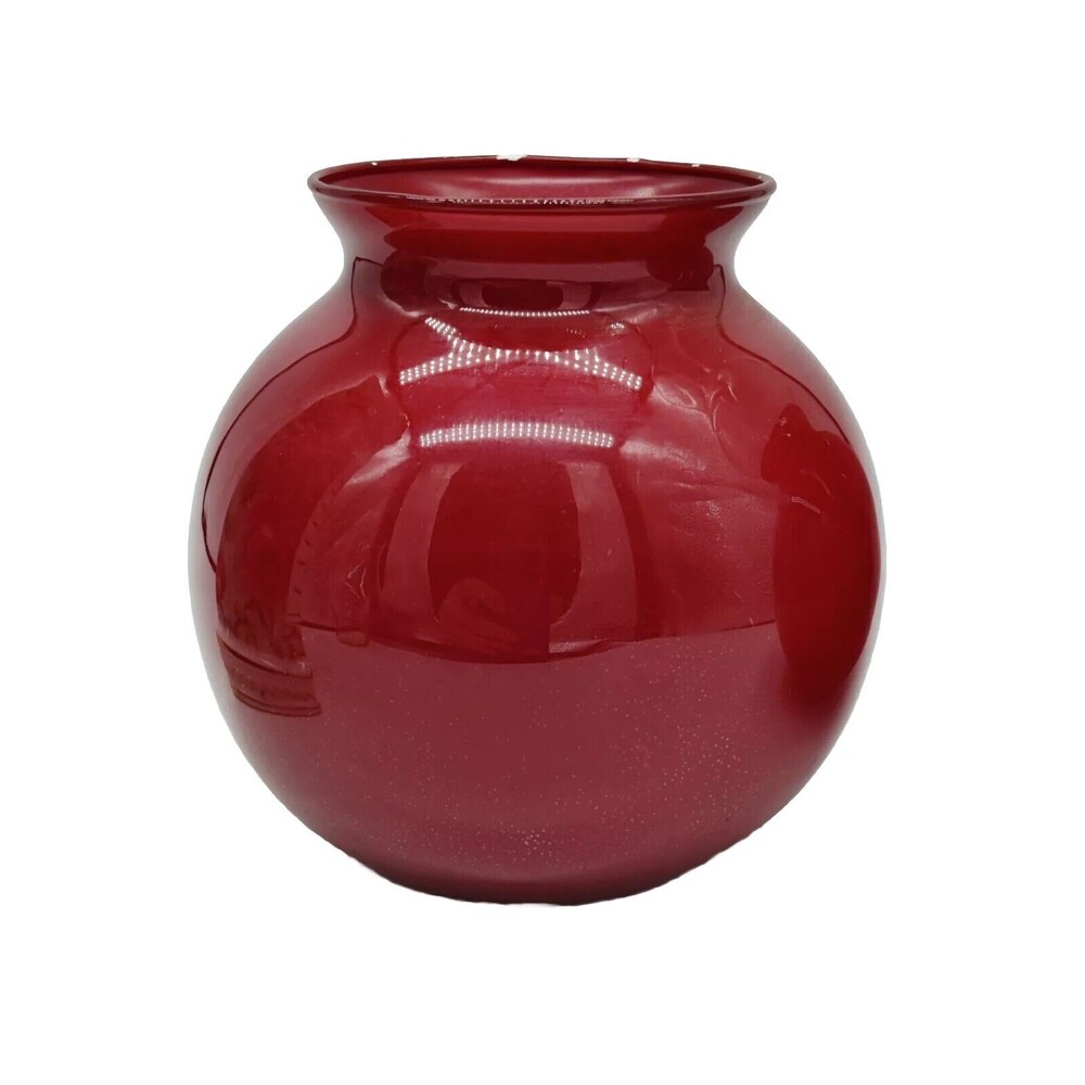 Vintage Red Ruby Ball Vase Jar Decorative Decor Glass Mexico 4"   Round Pretty